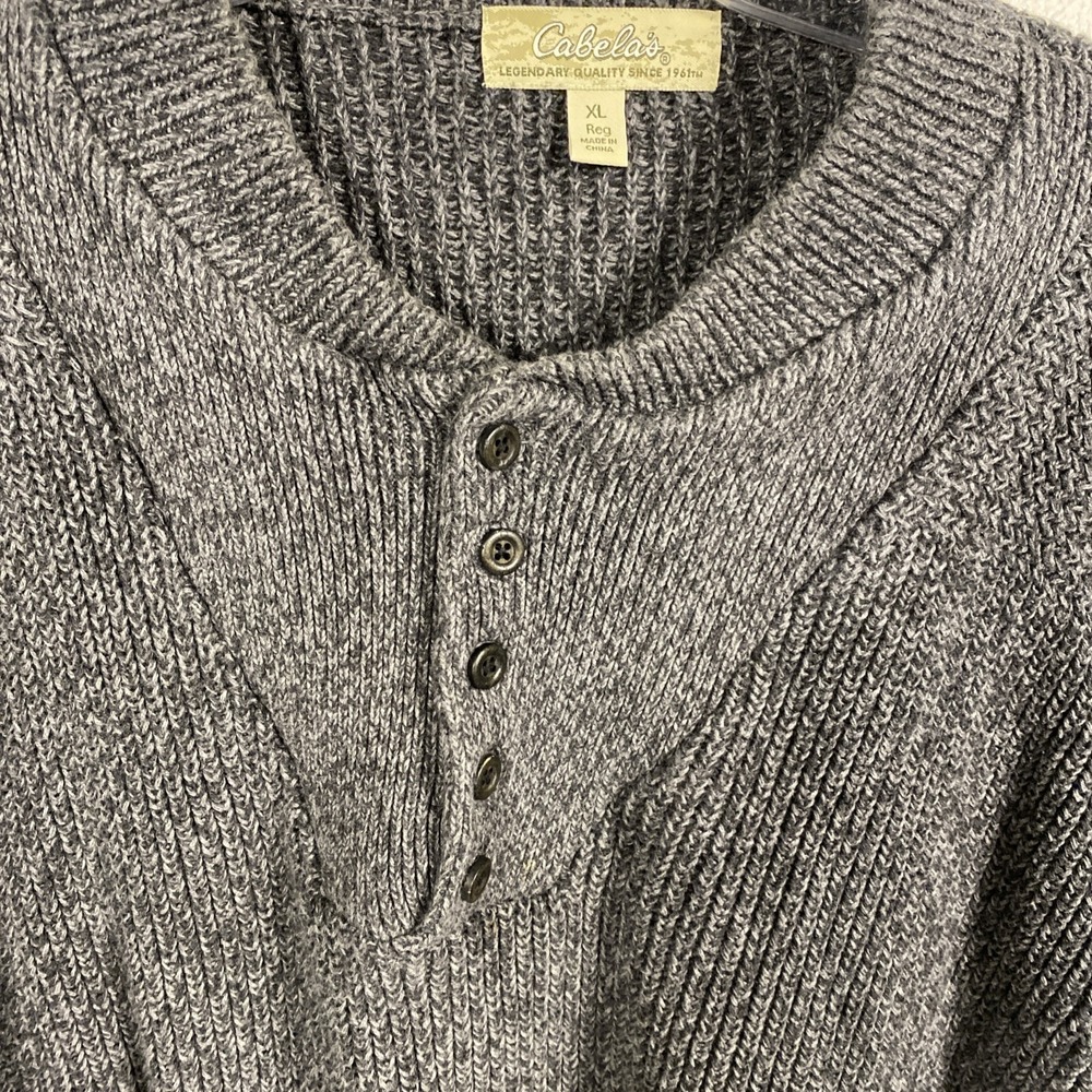 Cabela's XL Men's Sweater 1/4 Button Neck Cotton V1‎ - Picture 3 of 5